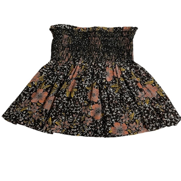 Zadig & Voltaire Silk Smocked Waist Mini Skirt Jesse Print in Noir Sz. Small - Picture 4 of 11